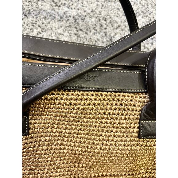 The Sak Elliot Luca Crocheted Handbag Purse Shoulder Bag, Beige Brown‎ Boho - Picture 4 of 9